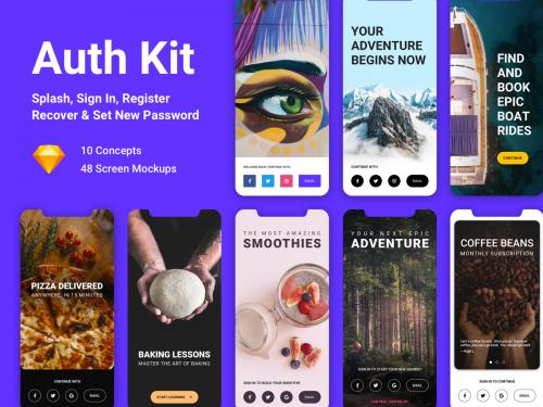 Auth Kit - 10 Mobile Concepts & 48 Screen Mockups - auth-kit-10-mobile-concepts-48-screen-mockups