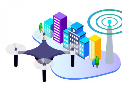 Automatic Drone Wireless Isometric Illustration - automatic-drone-wireless-isometric-illustration