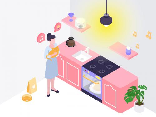 Automatic Kitchen Isometric Illustration - automatic-kitchen-isometric-illustration