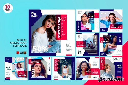 Trendy Fashion Social Media Kit PSD & AI Template