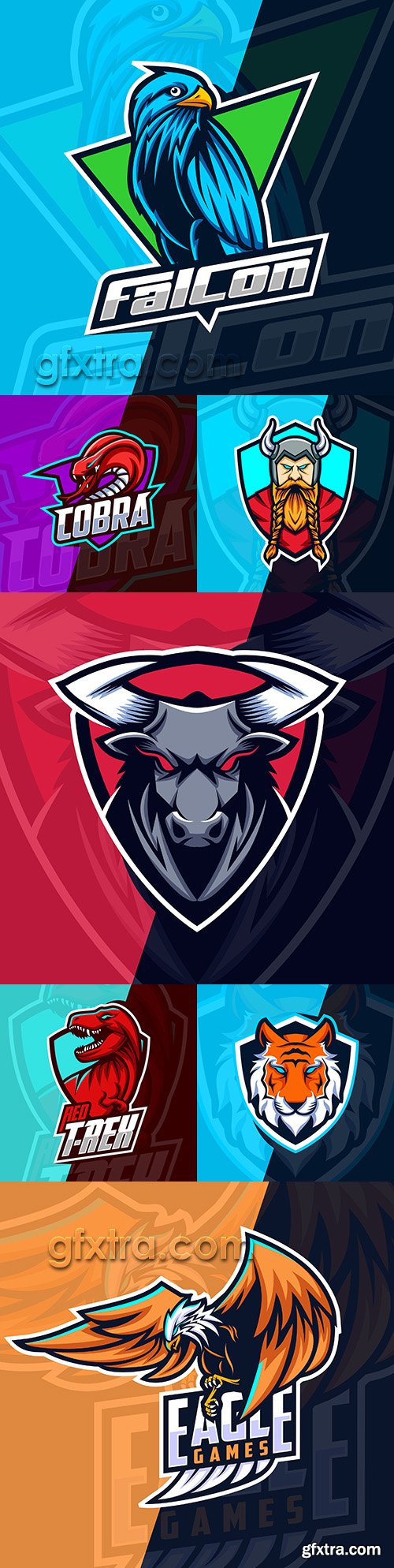 Cybersport mascot head animals design logo gaming 3