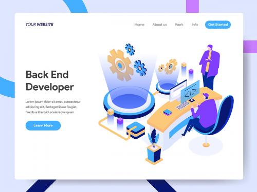 Back End Developer Isometric Illustration - back-end-developer-isometric-illustration