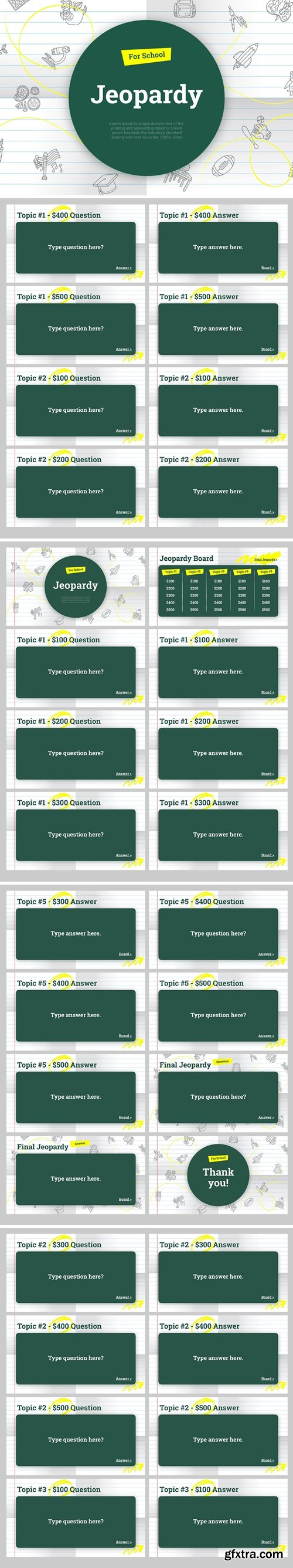 Jeopardy for school Powerpoint, Keynote and Google Slides Templates