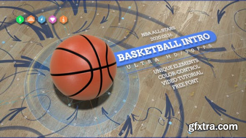 ideohive Basketball 4K Opener/ Action Sport Promo/ Active Game/ Basket Ball Logo/ NBA Intro/ Broadcast Bumper 24891112