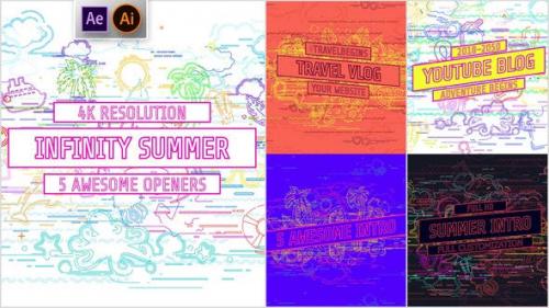 Videohive - Youtube/ Infinity Summer Openers/ Social Media/ Line Icons/ Cartoon/ Music Dance Party/ IGTV/ Event