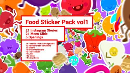 Videohive - Food Sticker Pack/ Emoji/ Stories/ Restaurant/ Mask/ Snapchat/ App/ IGTV/ Tracking/ AE Face Tools