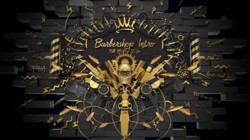 Videohive - Barbershop Intro/ Hipster Haircut/ Man Style/ Beard/ Hair/ Moustache/ Gold Scull/ Black Luxury Salon