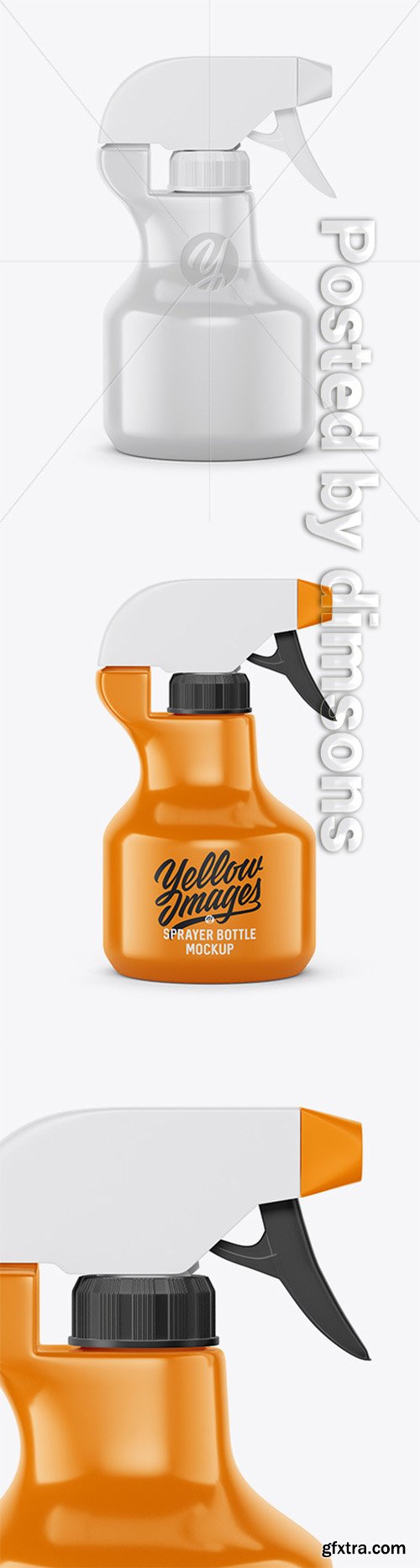 Glossy Plastic Bottle with Trigger Sprayer Mockup 47306