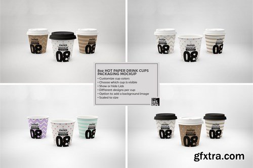 Paper Hot Drink Cups Packaging Mockup