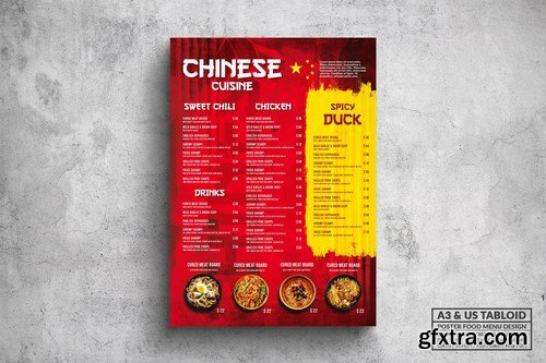 Chinese Poster Food Menu - A3 & US Tabloid