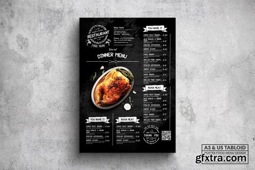 Dark Restaurant Poster Food Menu - A3 & US Tabloid