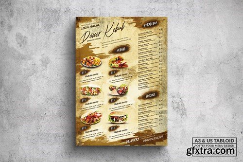 Doner Kebab Poster Food Menu - A3 & US Tabloid