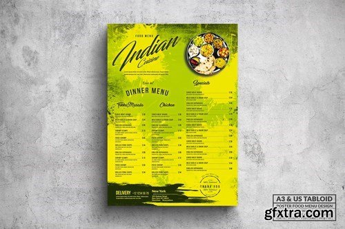 Spicy Indian Poster Food Menu - A3 & US Tabloid