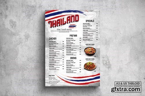 Thai Cuisine Poster Food Menu - A3 & US Tabloid