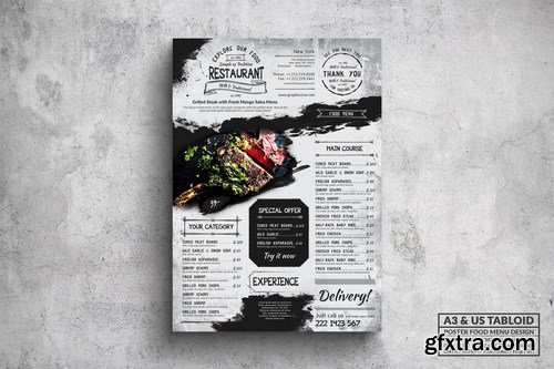 Vintage Poster Food Menu - A3 & US Tabloid