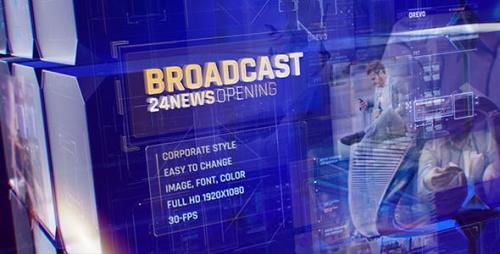 Videohive - Broadcast 24 News Opening Id/ Business and Corporate Meeting/ Glass Cube Intro/ HUD UI Breaking News