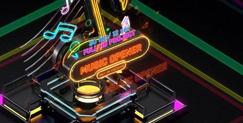 Videohive - Music Opener Neon Style/ Music Award/ Old Music Boombox/ Radio Show/ Speakers and Bass