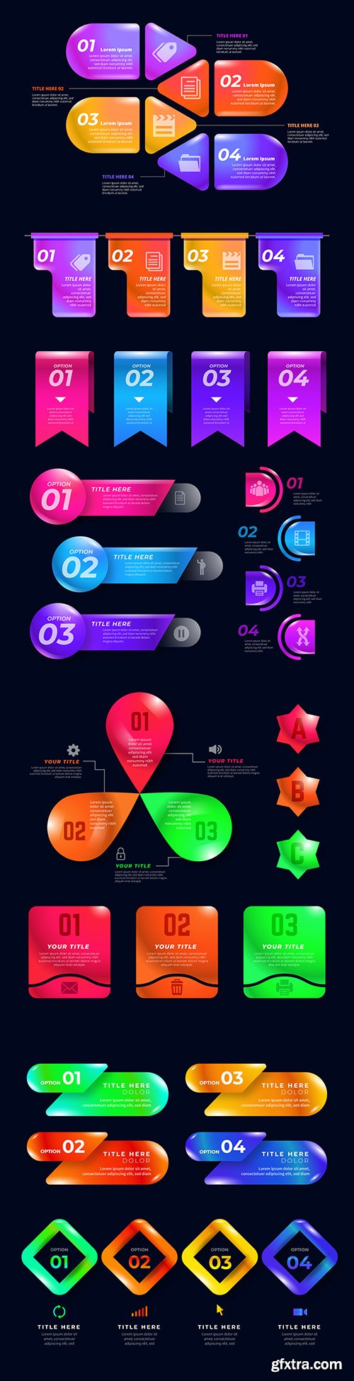 Business infographics options elements collection 115