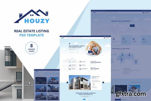 Houzy Real Estate Listing PSD Template