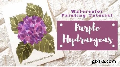 Real Time Watercolor Painting Tutorial: Purple Hydrangeas (No Sketching Required!)