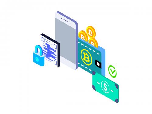 Bitcoin Wallet Isometric Illustration - bitcoin-wallet-isometric-illustration