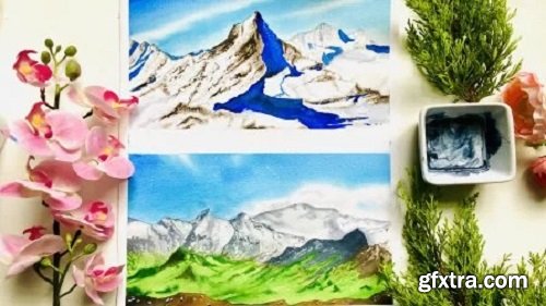 Watercolor Mountain Landscapes