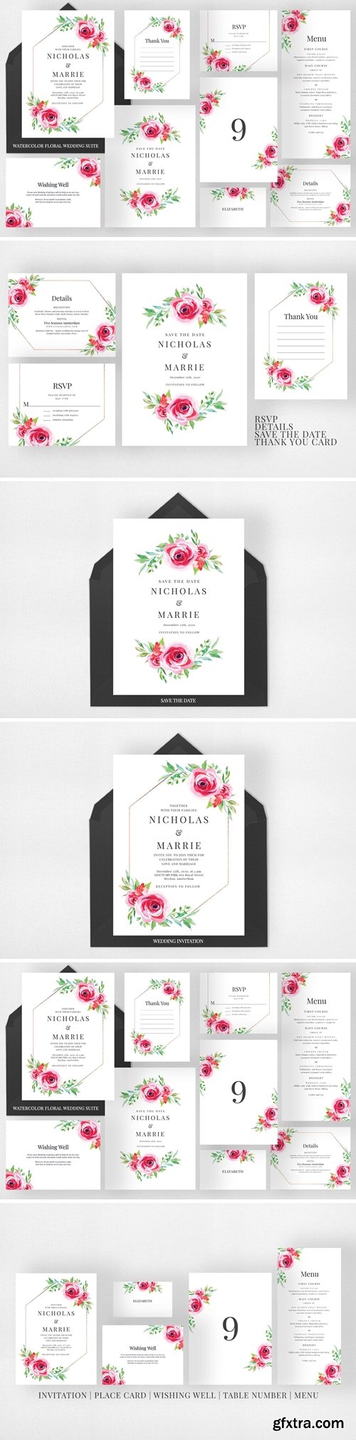 Watercolour Floral Wedding Suite