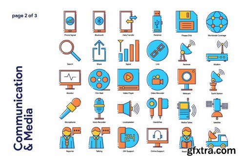 Communication and Media Icon Set