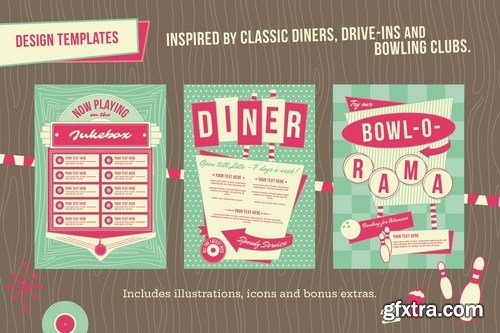 1950s Retro Diner Menu Graphics