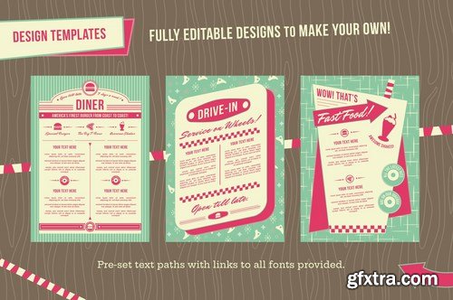 1950s Retro Diner Menu Graphics