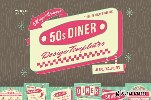 1950s Retro Diner Menu Graphics