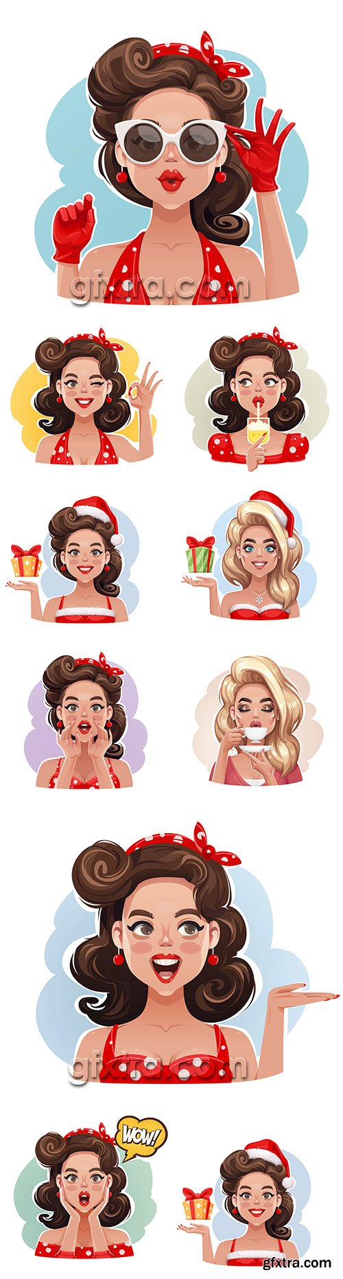 Woman Christmas comic pop art vintage illustration