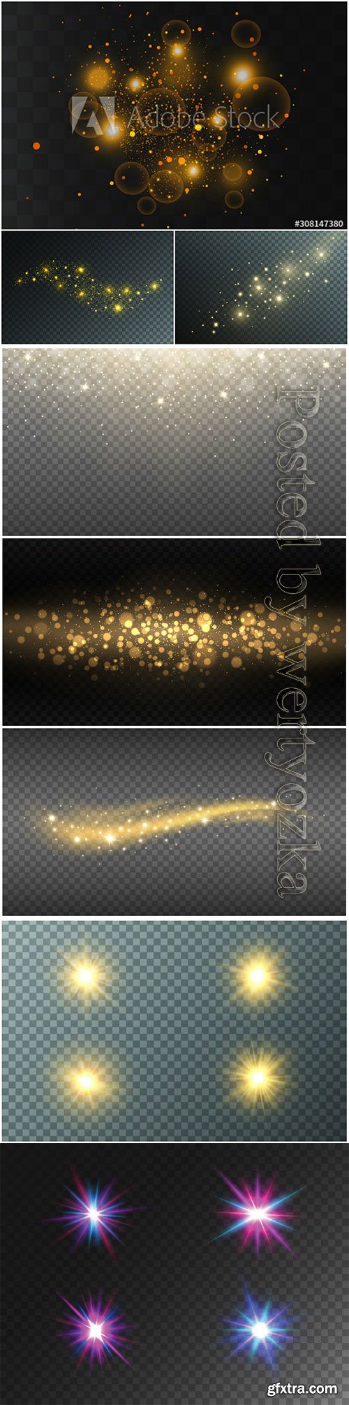 Stars, glare, shine, sparkling elements in vector