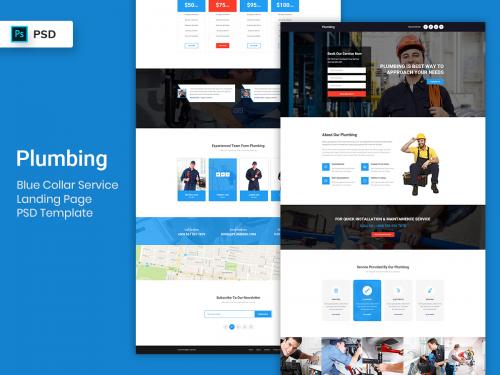 Blue Collar Service Landing Page PSD Template - blue-collar-service-landing-page-psd-template