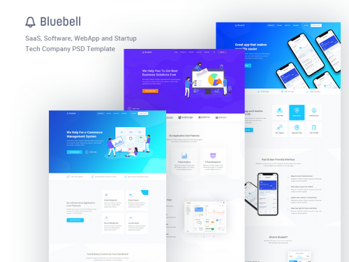 Bluebell Software, SaaS, Web App & Startup Tech - bluebell-software-saas-web-app-startup-tech-psd-template