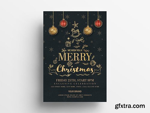 Christmas Flyer Layout with Black and Gold Detailing 307938563