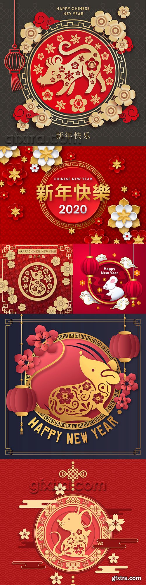 Happy Chinese New Year rat red decor backgrounds 5