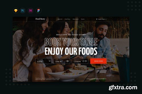 DailyUI.V10 Restaurant Booking Landing Website