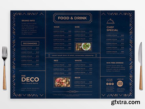 Art Deco Table Mat Menu Layout 307938518