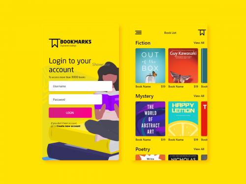 Bookmarks Mobile Application Adobe XD - bookmarks-mobile-application-adobe-xd