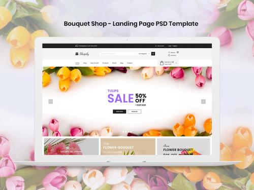 Bouquet Shop Landing Page PSD Template - bouquet-shop-landing-page-psd-template