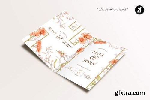 Floral Hand-drawn Watercolor Wedding Invitation 2