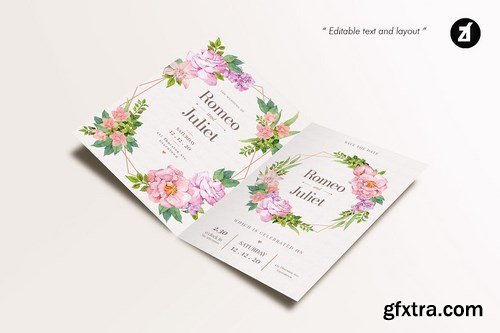 Floral Hand-drawn Watercolor Wedding Invitation 3