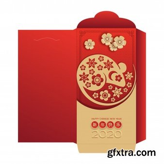 Chinese new year 2020 money red envelopes packet vector image