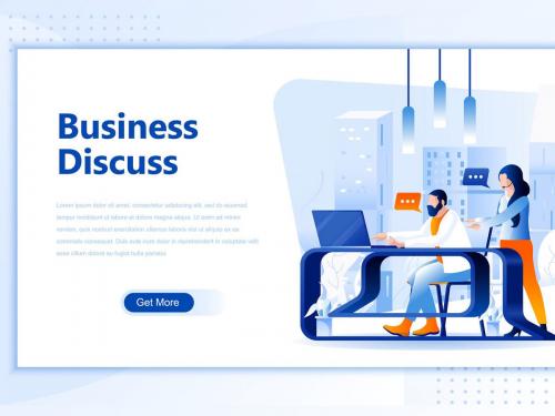 Business Discuss Flat Landing Page Header - business-discuss-flat-landing-page-header