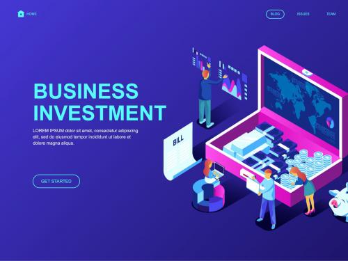 Business Investmen Isometric Landing Page Template - business-investmen-isometric-landing-page-template