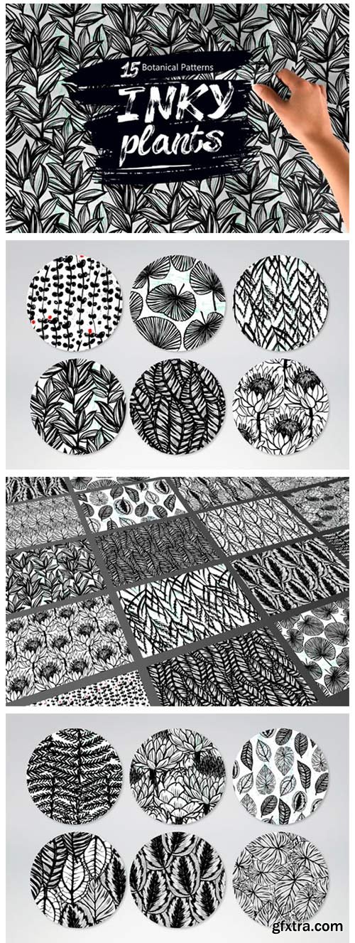 Inky Plants - 15 Botanical Patterns 2263954