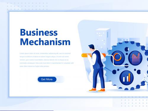 Business Mechanism Flat Landing Page Header - business-mechanism-flat-landing-page-header