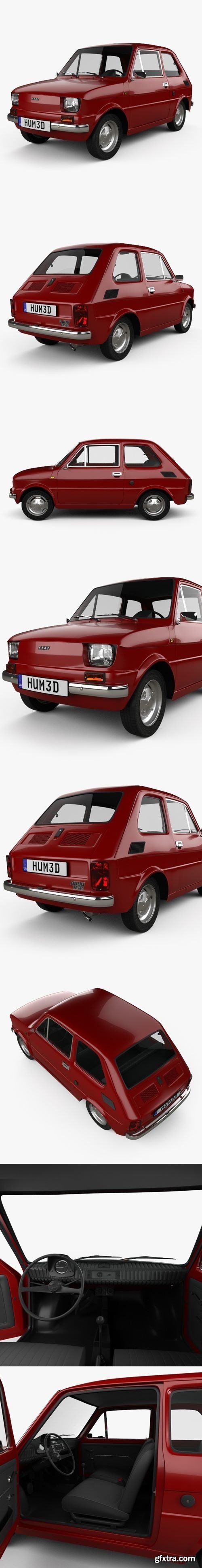 Fiat 126 with HQ interior 1976 3D Model