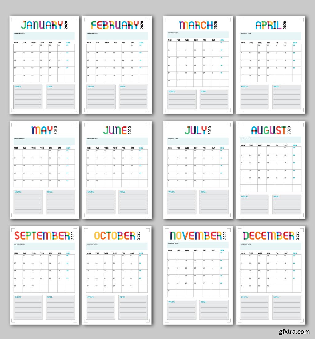 Annual Calendar Planner Layout GFxtra